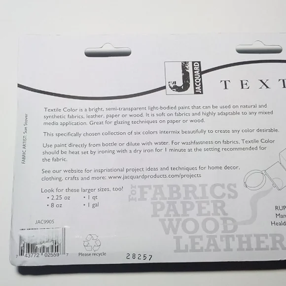 8 Jacquard Textile Color 6 Color Paint Set JAQ9905 Discontinued *Drying out* - Picture 6 of 8